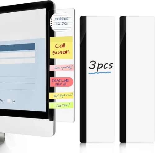 Vista 11 de DOLLAR BOSS - Tableros de notas adhesivas para monitores de computadora, 2 piezas, accesorios de escritorio de oficina, 14 cm x 7.9 cm, panel