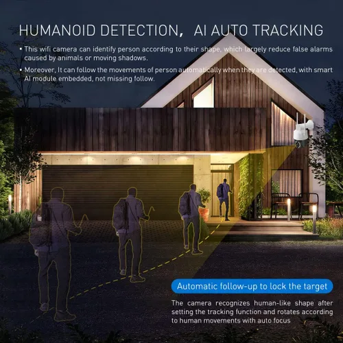 Vista 3 de EVERSECU Tuya Smart WiFi 5MP 20X Zoom óptico de seguimiento automático PTZ cámara de seguridad PTZ para exteriores, panorámica/inclinación/zoom