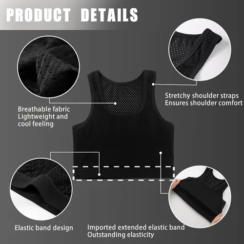 Vista 5 de XUJI Transgender FTM Trans Breathable Half Chest Binder