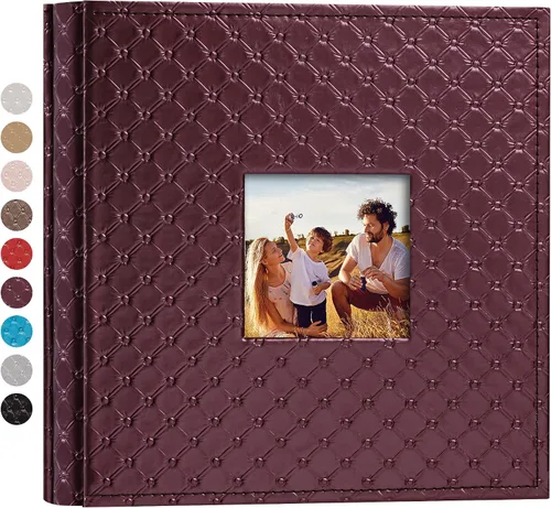 Vista 26 de Mublalbum Álbum de fotos pequeño de 4 x 6 pulgadas, 100 fotos, cubierta de cuero, libro de fotos con bolsillos horizontales para bebé, boda, Negro