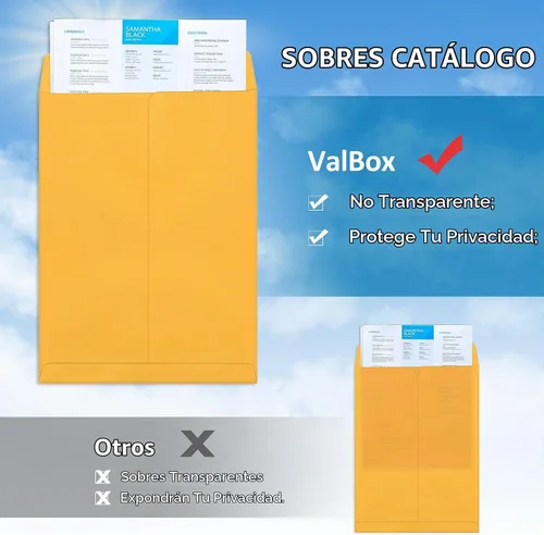 Vista 5 de ValBox - Sobres de catálogo autosellados de seguridad de 6 x 9 pulgadas, paquete de 250 sobres pequeños de papel kraft marrón para envío