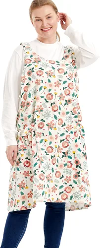Vista 35 de Delantales grandes de talla grande para mujer con bolsillos de algodón y lino para hornear cocina