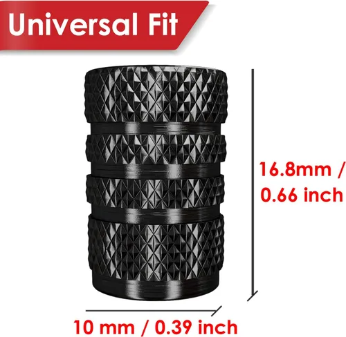 Vista 4 de SAMIKIVA Paquete de 12 tapones de aluminio para válvulas de neumáticos, metal con anillo de goma, cubierta a prueba de polvo, ajuste universal