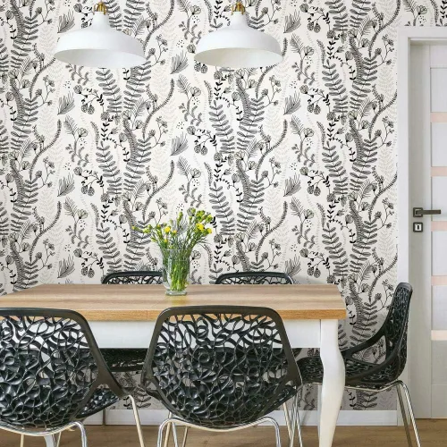 Vista 2 de RoomMates RMK11541RL Finlayson - Papel tapiz para despegar y pegar (gris, color gris)