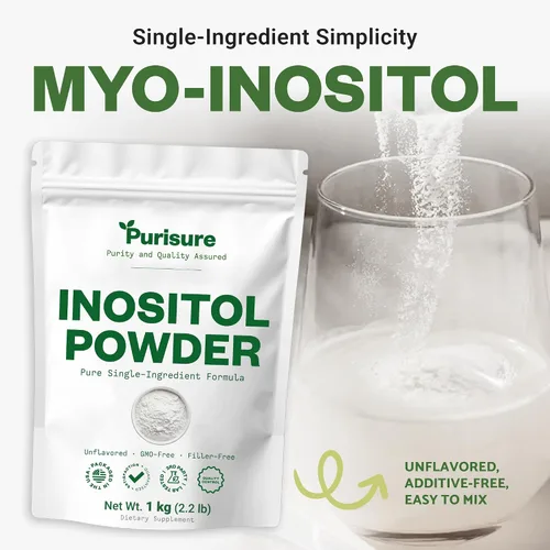Vista 5 de Purisure Inositol en polvo, 2.2 lbs, fertilidad, equilibrio hormonal y apoyo ovárico, polvo de inositol puro, suplemento de inositol para apoyar