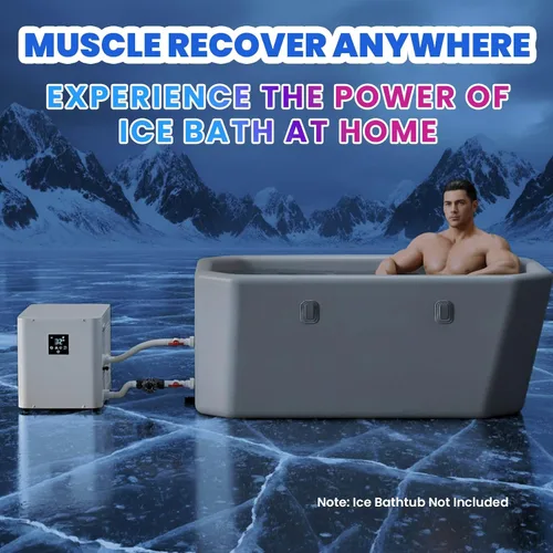 Vista 6 de ICEGALAX Enfriador de baño de hielo 1HP para bañera de hielo, enfriador de agua de control inteligente con bomba y filtro integrados, enfriamiento