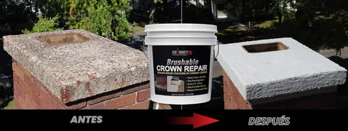 Vista 2 de ChimneyRx Brushable Crown Repair reparador de chimeneas, 1 galón Fireplace Masonry Coating with Elastomeric Waterproof Protection, Fast-setting