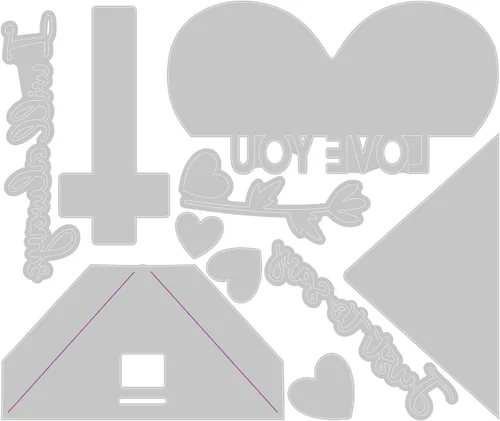 Vista 2 de Sizzix Thinlits - Juego de 10 tarjetas deslizantes de corazón de Olivia Rose 666019 Capítulo 4 2022 Oblea, gris