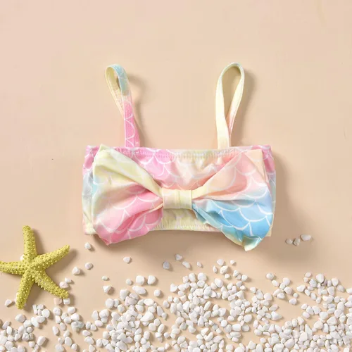 Vista 5 de Traje de baño de sirena para bebé niña, conjunto de bikini con diadema