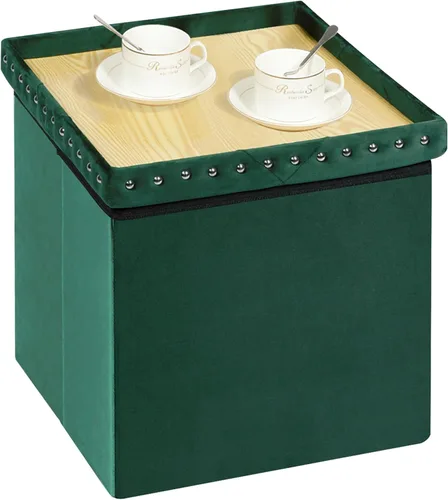 Vista 14 de B FSOBEIIALEO - Otomana de almacenamiento con forma de cubo plegable con capuchón - Otomanas con almacenamiento, cubierta de mesa de café, taburete