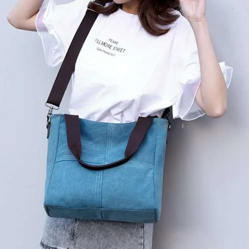 Vista 4 de Sunshinejing Bolso de lona pequeño para mujer, bolso cruzado de hombro, bolsos de trabajo, bolso de viaje