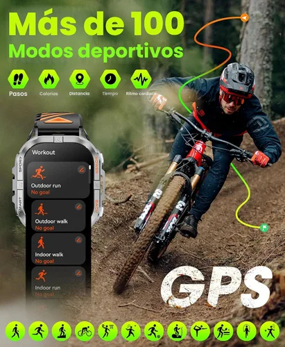 Vista 4 de Joautrial Reloj inteligente militar para hombre con GPS incorporado con linterna LED y brújula, relojes inteligentes tácticos AMOLED de 2.13