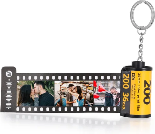Vista 8 de Llaveros personalizados con fotos, llavero personalizado con rollo de película de cámara de imagen, regalo para novio