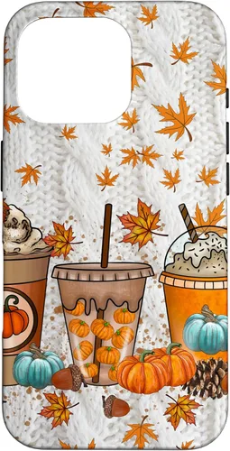 Vista 20 de iPhone 16 Thanksgiving Autumn Leaves Pumpkin Spice Knitted Print Phone Case