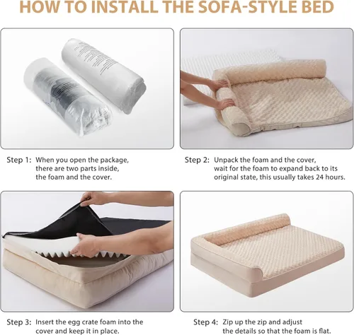 Vista 6 de BFPETHOME - Camas ortopédicas para perros grandes - Sofá para perros impermeable con funda extraíble y lavable, cama grande para mascotas con forro