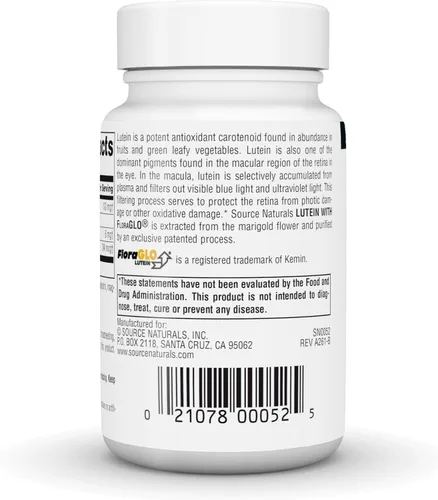 Vista 4 de Source Naturals Luteína con FloraGLO, Carotenoide Antioxidante* - 6 mg, 90 Cápsulas