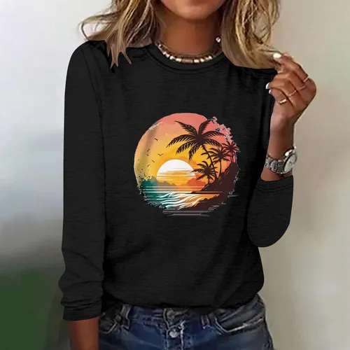Vista 2 de Cethrio Sudaderas con cuello redondo para mujer, a la moda, casual, de gran tamaño, de manga larga, suéter para adolescentes y niñas