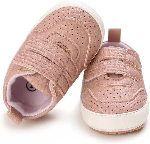 Vista 4 de Tenis de tobillo alto unisex para bebés, niños y niñas, suela de goma suave, zapatos de cuna para niños pequeños