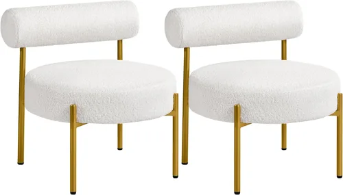 Vista 12 de Yaheetech Silla de tocador moderna acolchada con patas doradas para dormitorio, sala de maquillaje, oficina en casa, negro