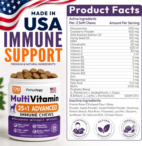 Vista 9 de Multivitamínico masticable para perros, 170 golosinas, vitaminas