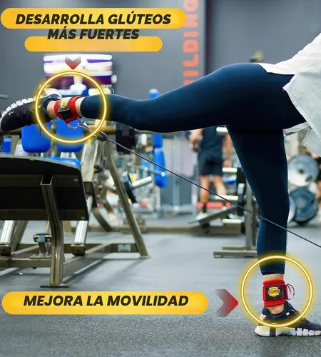 Vista 5 de Correas de tobillo para máquinas de cable, correas de tobillo ergonómicas para entrenar - Correa de tobillo con respaldo de glúteos, puños