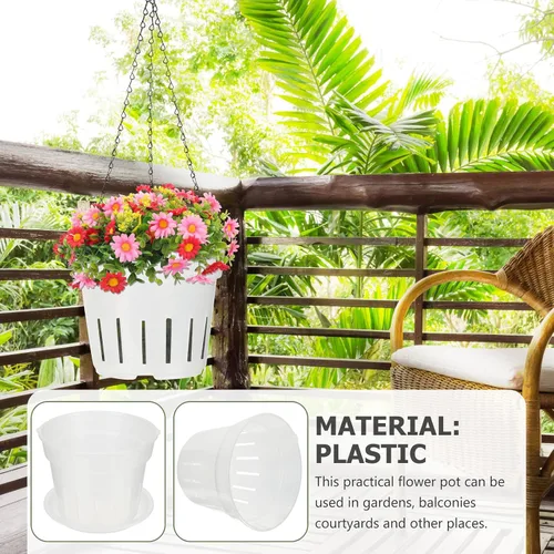 Vista 9 de Plastic Orchid Plant Pots with Tray for Seedlings 2pcs