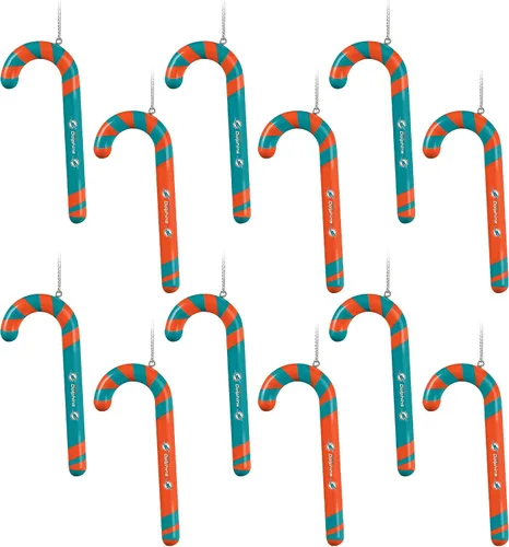 Vista 9 de NFL Team Logo 12 Pack Candy Cane Ornament Set