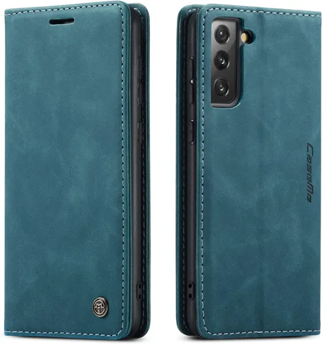 Vista 17 de Funda tipo cartera compatible con Samsung Galaxy S21 con tarjetero de bloqueo RFID, funda de piel con función atril para Samsung Galaxy S21 de 6.2