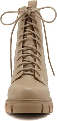 Vista 3 de Soda TUNDRA Botines de combate de moda con suela de lengüeta para mujer con cremallera lateral