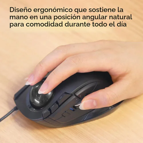 Vista 3 de ELECOM Ratón DEFT Trackball, con cable, control de dedos, función de 8 botones con seguimiento suave, diseño ergonómico, Windows11, macOS (M-DT2URBK)