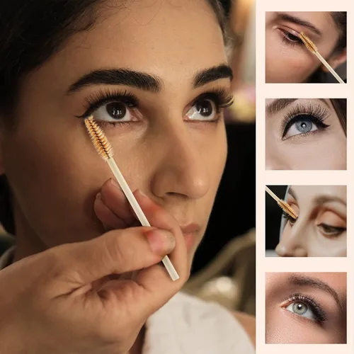 Vista 6 de 100 varitas de rímel desechables, brocha de bambú para extensiones de pestañas, cepillos de cejas para pestañas, kit de maquillaje aplicador