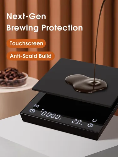 Vista 7 de Báscula de café con temporizador automático, báscula de café recargable con temporizador, relaciones y pantalla de caudal, 3 modos, grado barista