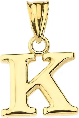 Vista 11 de Colgante de oro amarillo de 10 quilates con inicial A-Z con dije fino de 1/2 pulgada – Elección de letra inicial