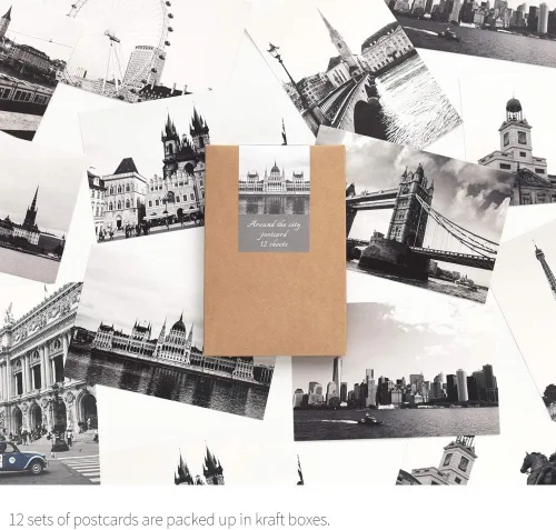 Vista 2 de Monolike Alrededor de la ciudad Tarjetas individuales - mezcla 12 paquetes, emocional y emblemático 12 tarjetas individuales de la ciudad
