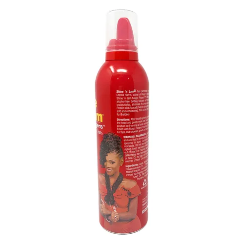 Vista 2 de AmPro Shine-N-Jam Magic Fingers Setting Mousse para trenzadores de 12 onzas líquidas (paquete de 4)