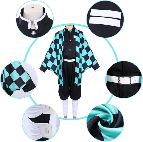 Vista 5 de Tanjiro Nezuko Cosplay Costume for Kids Adult Anime Kimono Halloween Shinobu Zenitsu Cosplay Party
