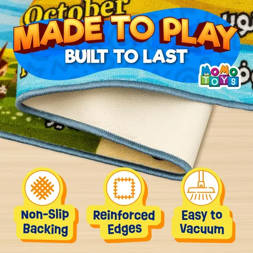 Vista 5 de Alfombra de juego para niños de 60 x 78 pulgadas, alfombra plegable ABC para niños pequeños, alfombra de piso para bebé con letras en inglés