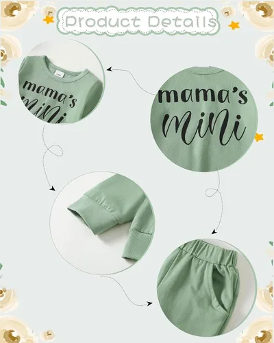 Vista 2 de Ropa de bebé niña para otoño e invierno, conjunto de tops y pantalones interiores para niñas pequeñas para 3M-3T