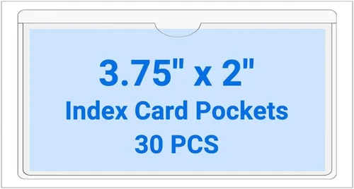 Vista 47 de 30 PCS Clear Self Adhesive Plastic Label Pockets, Top Loading Business & Library Index Card Holders, Peel and Stick Sleeves for Storage Bins, Totes