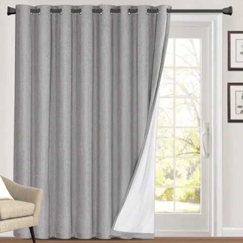 Vista 110 de Cortinas con textura de lino 100% opacas de 64 pulgadas de largo, juego de 2 paneles de cortinas de lino opacas con forro aislante térmico que Arena