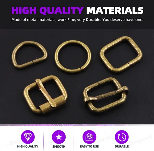 Vista 3 de Swpeet Hebillas de metal de 5 estilos: deslizante ajustable, anillo D, anillo circular