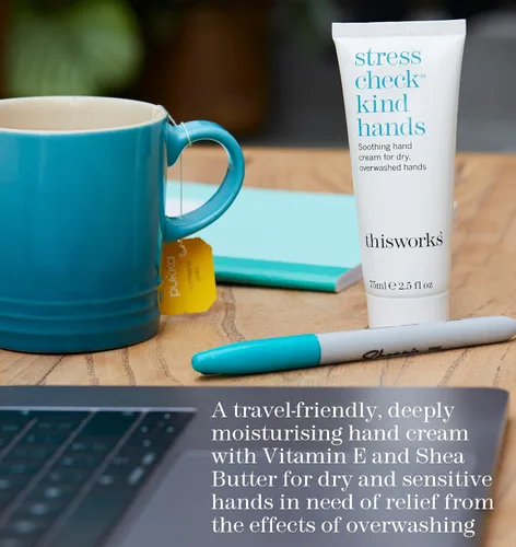Vista 2 de THISWORKS Stress Check Kind Hands 2.5 fl oz - Crema de manos para piel seca Crema nutritiva de manos con manteca de karité y vitamina E para piel