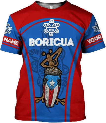 Vista 2 de AOVL - Camisetas con nombre personalizado de Puerto Rico en 3D, camiseta de bandera de Puerto Rico para hombres y mujeres, S-5XL con bandera