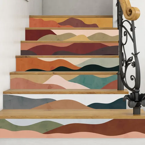 Vista 10 de PLIGREAT 15 tiras de calcomanías de animales del bosque negro para escaleras, adhesivas y autoadhesivas, para peldaños de escaleras, decorativas