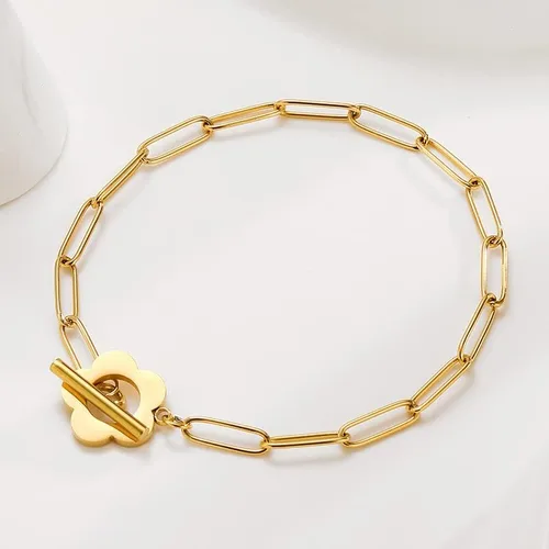 Vista 5 de Simple Delicate Gold Bar Bracelet for Women Dainty Paperclip Chain Adjustable Bangle 18K Gold Plated Handmade Minimalist Jewelry Fashion Accessories