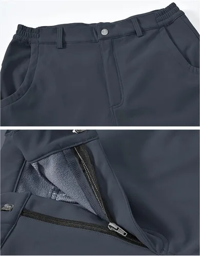 Vista 3 de BGOWATU Mens Cargo Hiking Pants Fleece Lined Waterproof Windproof Snow Ski Insulated Pant with 6 Pockets