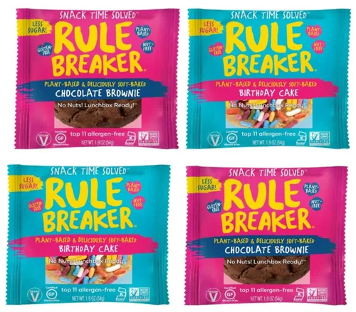 Vista 16 de Rule Breaker - Galletas veganas, sin gluten, sin nueces, hipoalergénicas, Kosher, envueltas individualmente, 1.9 oz, aperitivos