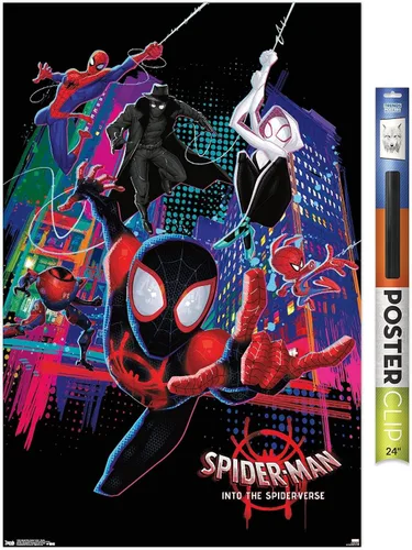 Vista 19 de Trends International Marvel Spider-Man - Póster de pared con texto en inglés "Into The Spider-Verse", 14.725 x 22.375 pulgadas, versión enmarcada