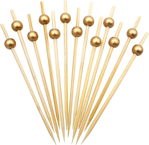 Vista 11 de BLUE TOP 200 palillos de cóctel de perlas de madera colorida para bebidas y alimentos, palillos de dientes de cóctel de 4.7 pulgadas