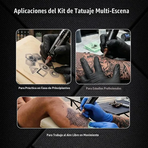 Vista 3 de Dragonhawk Kit de pistola de tatuaje inalámbrico 7 golpes ajustables 0.1